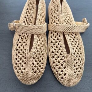 Steve Madden Beige Crochet Mary Jane Flats